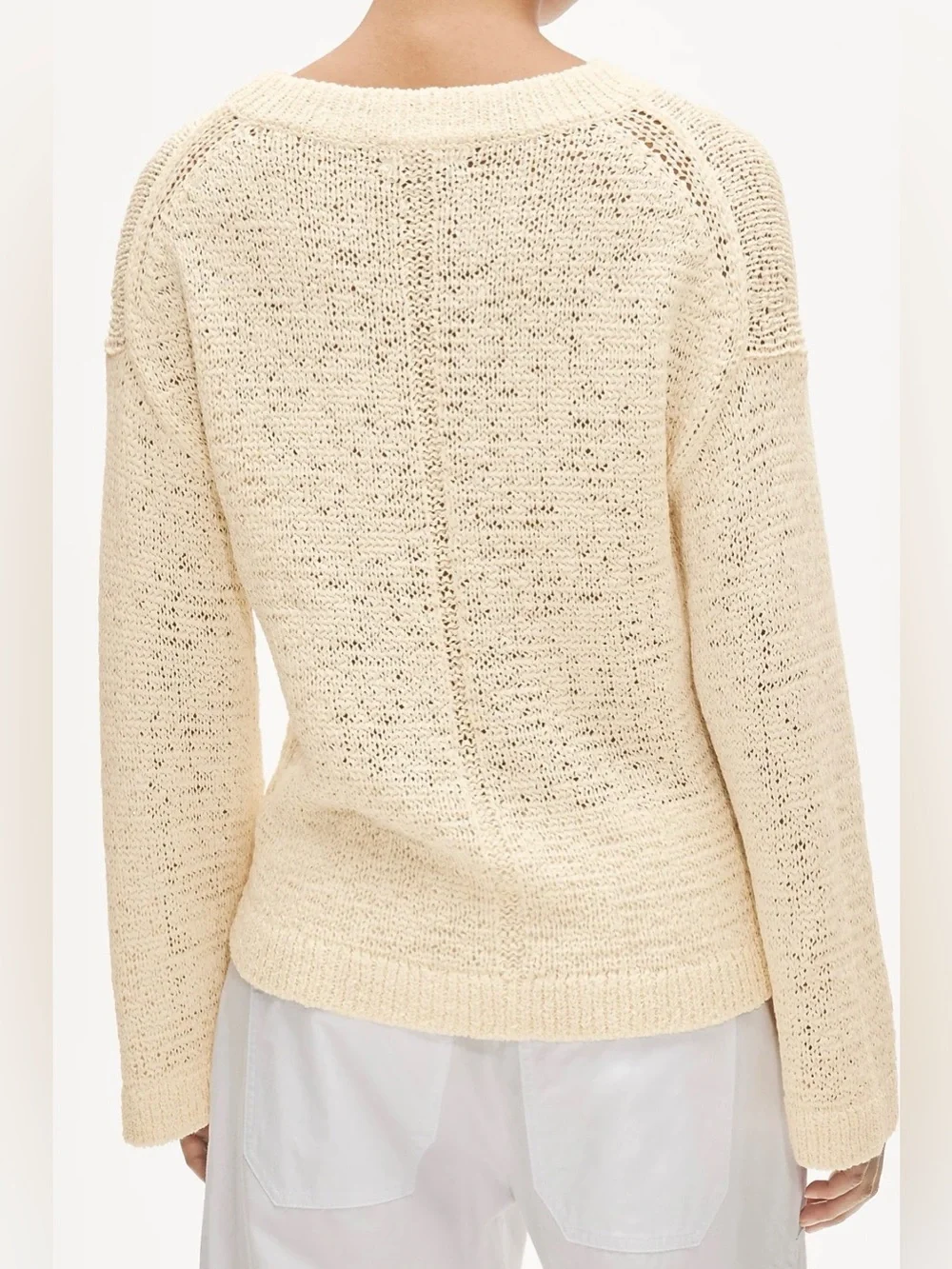 J.Crew Montauk pullover sweater in antique white Cream Coastal Casual Medium M